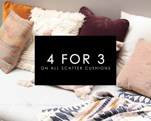 4 FOR 3 ON ALL SCATTER CUSHIONS