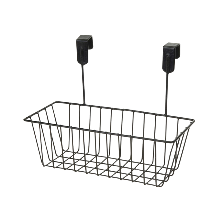 Basket Metal 2 Over Door Hooks - Black