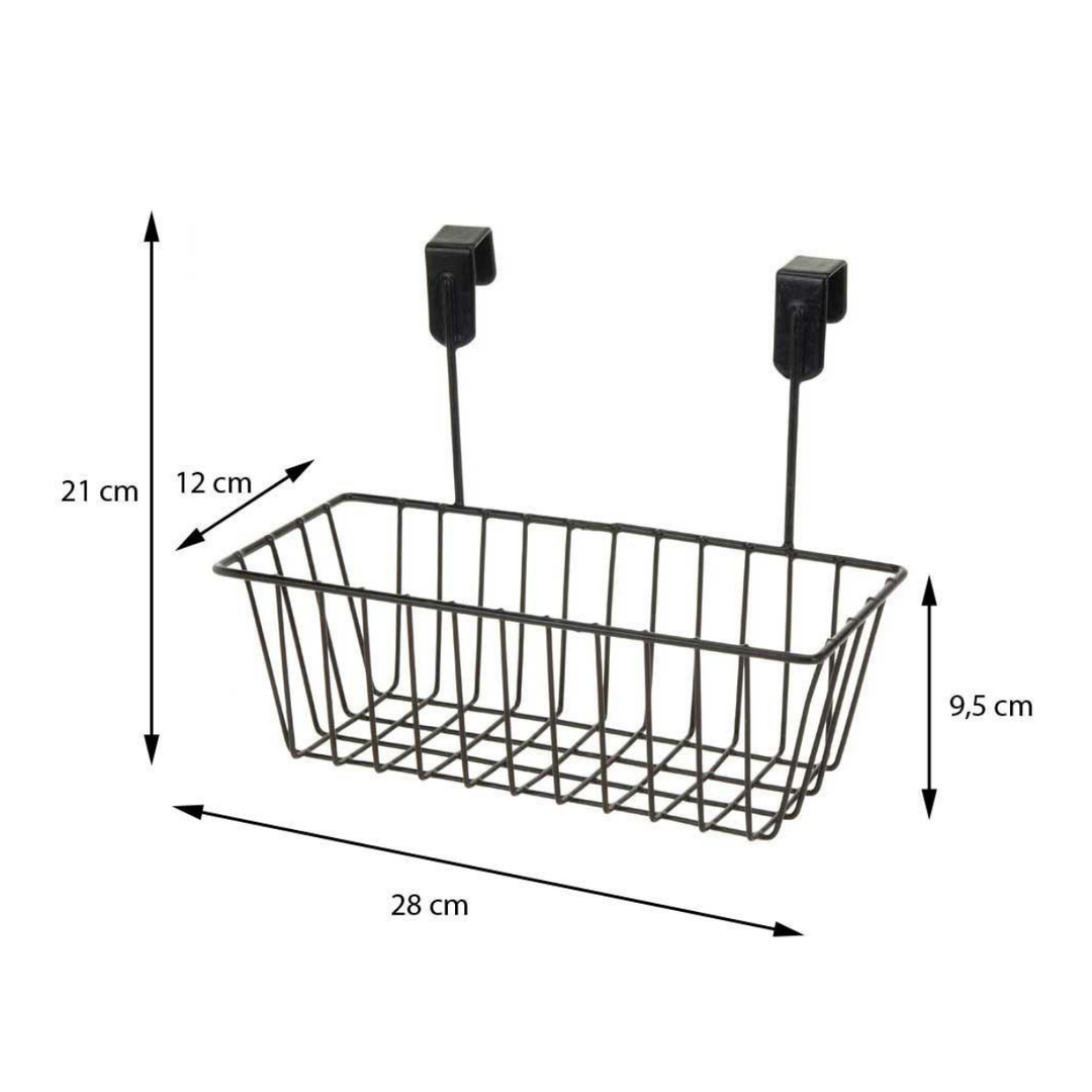 Basket Metal 2 Over Door Hooks - Black