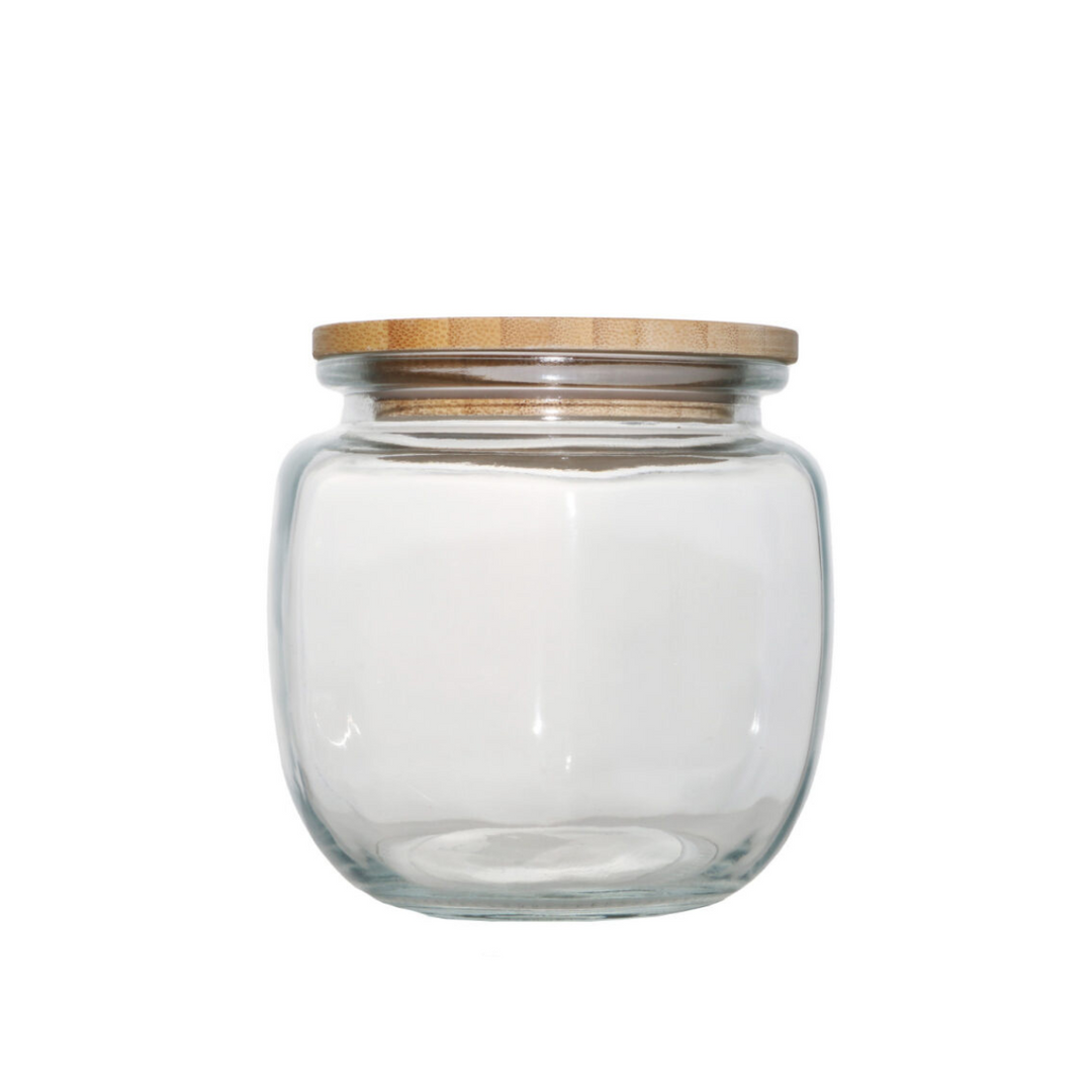 2L Round Glass Canister With Bamboo Lid