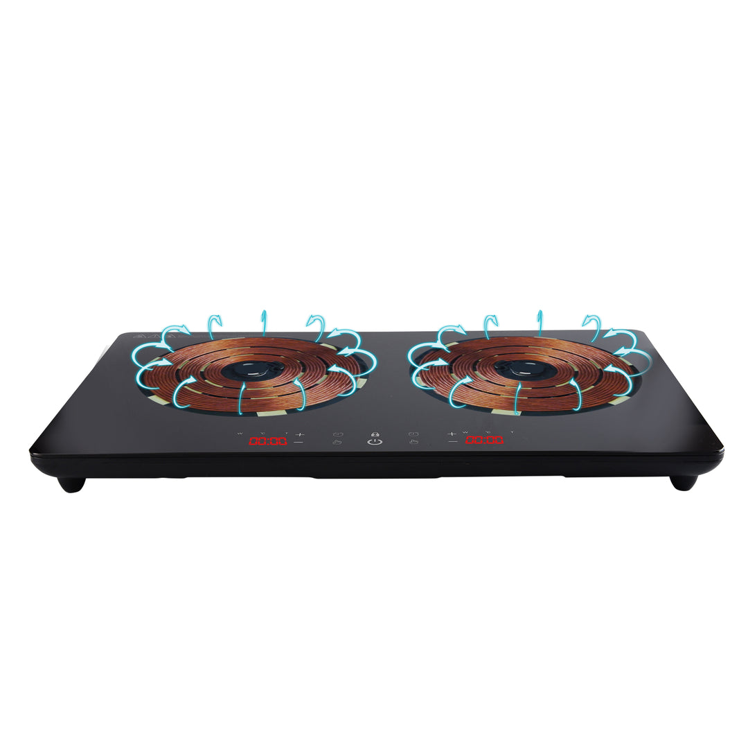 3000W Induction Cooker Double Glass Black