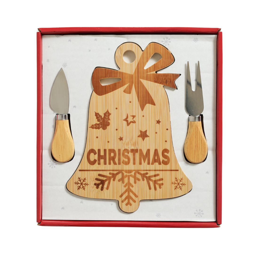 Christmas Bamboo Cheese Board Set