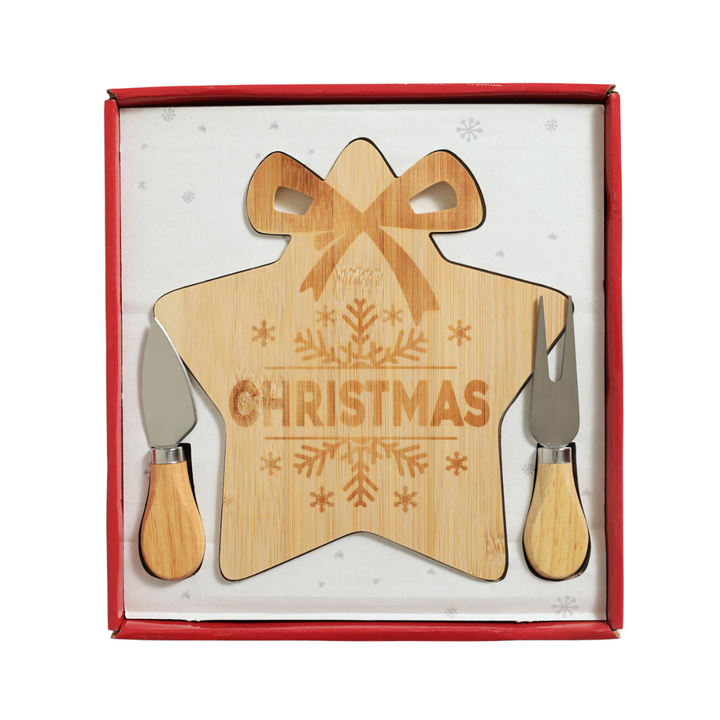 Christmas Bamboo Cheese Board Set