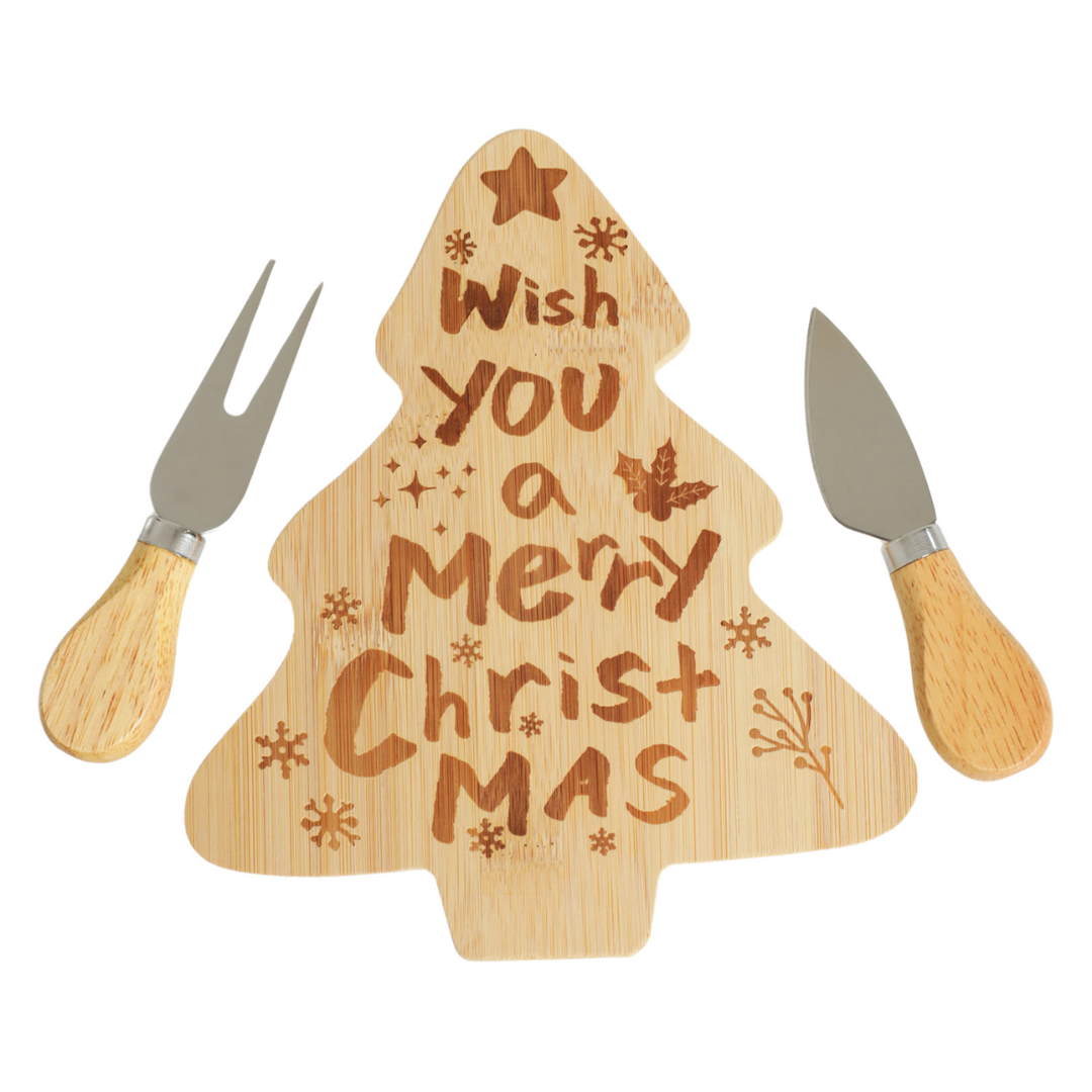 Christmas Bamboo Cheese Board Set