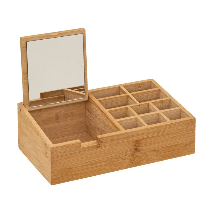 Bamboo & Mirror Bathroom Organizer