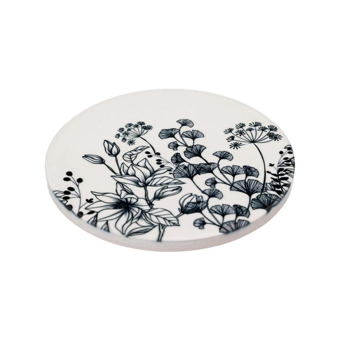 White Floral Coasters - Set For 4