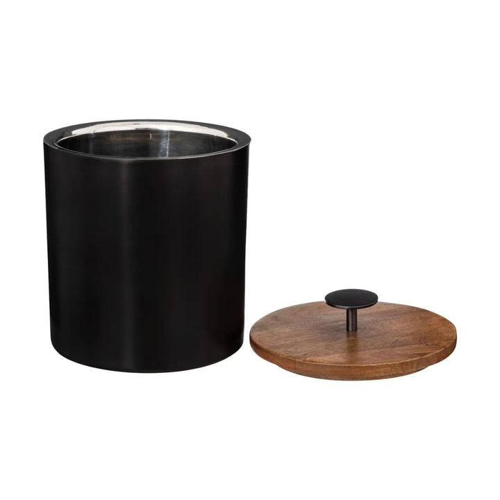 Mango Wood Trim Double Walled Ice Bucket