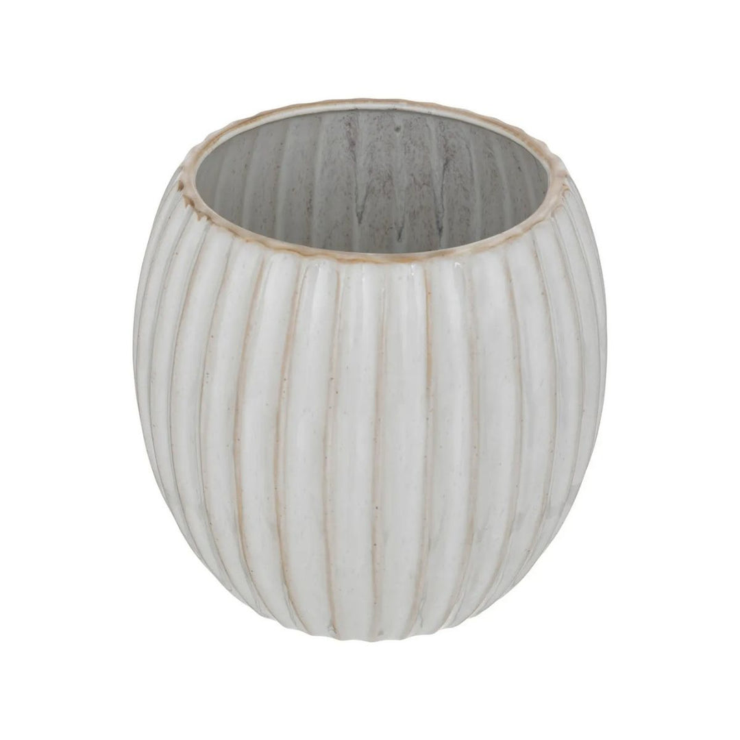 Reactive Glaze Ribbed Pot Plant Holder - 23.5cm