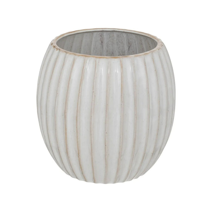 Reactive Glaze Ribbed Pot Plant Holder - 23.5cm