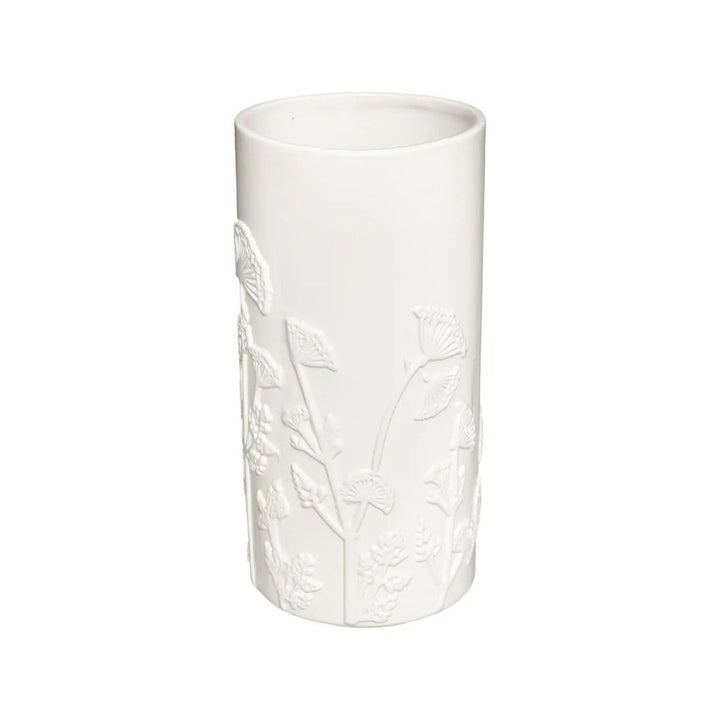 25cm Embossed Flower Ceramic Vase