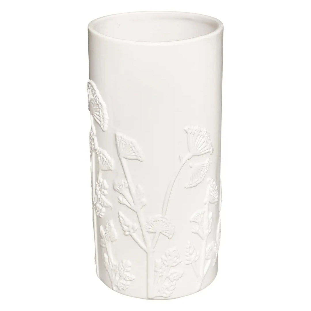 25cm Embossed Flower Ceramic Vase