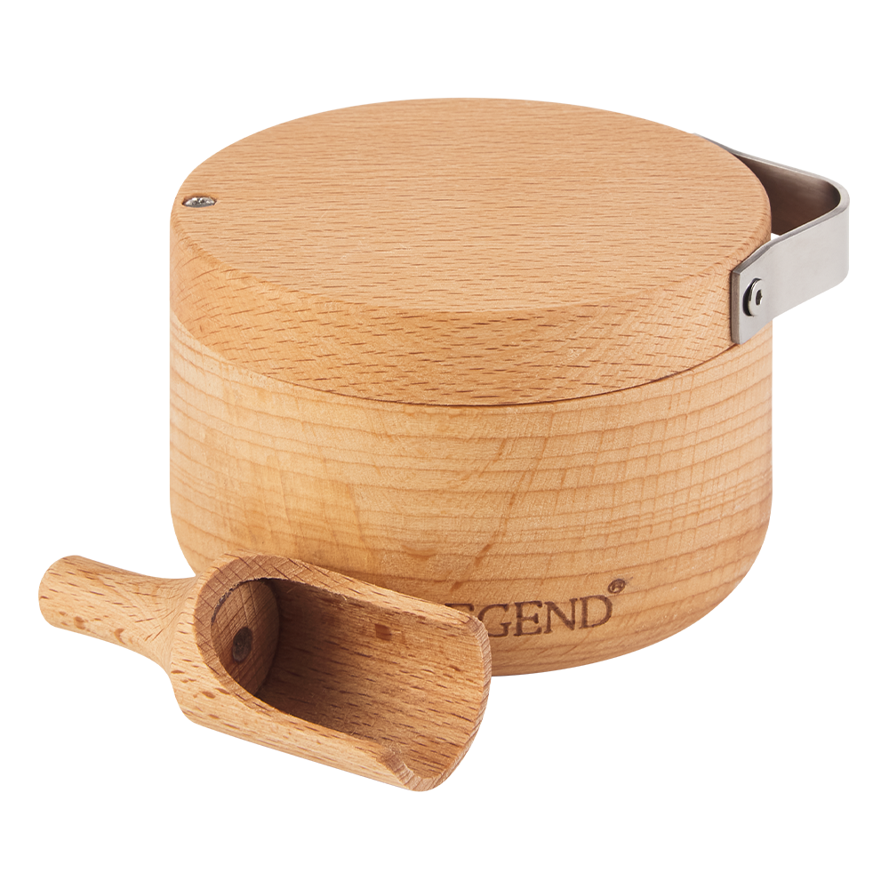 Legend Premium Beechwood Salt Cellar with Spoon