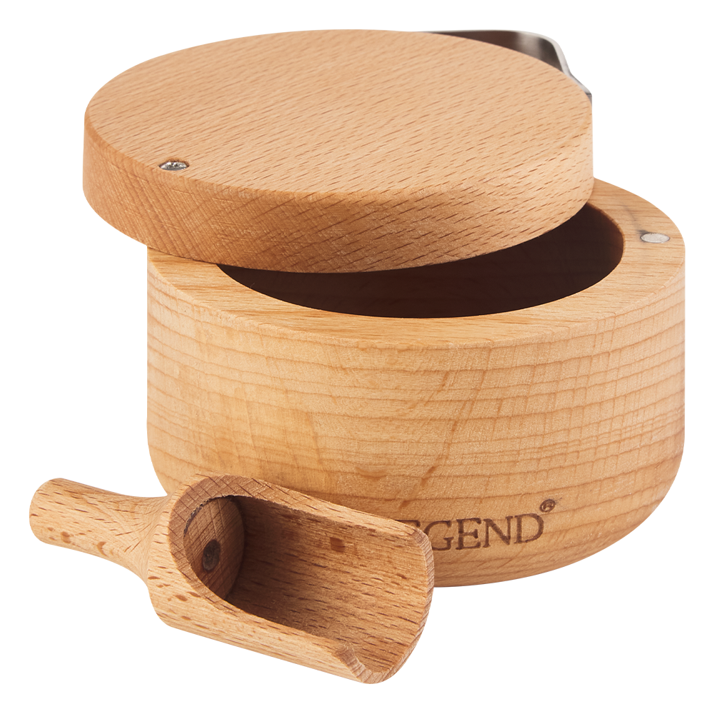 Legend Premium Beechwood Salt Cellar with Spoon