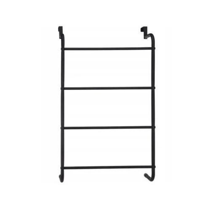 Steel Over The Door Towel Rack - Black