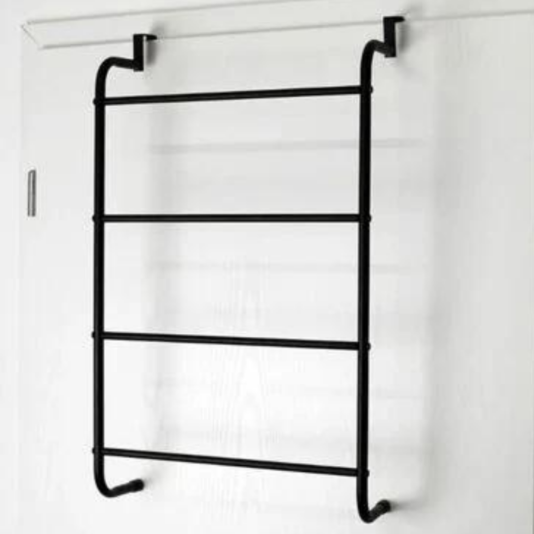 Steel Over The Door Towel Rack - Black