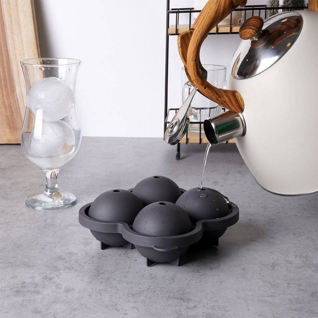 Ice Ball Tray For 4 Balls - Black