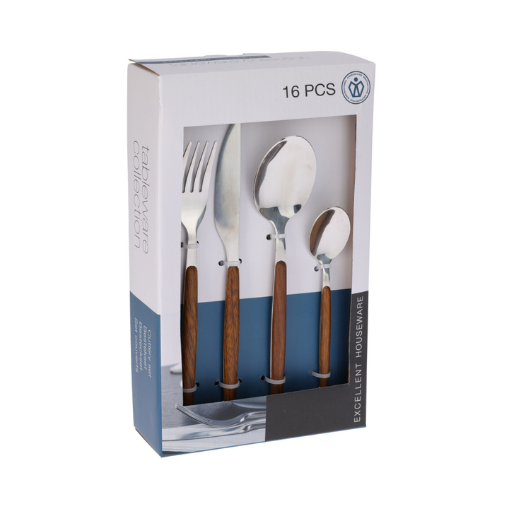 Cutlery Set Stainless Steel 16 Piece - Brown