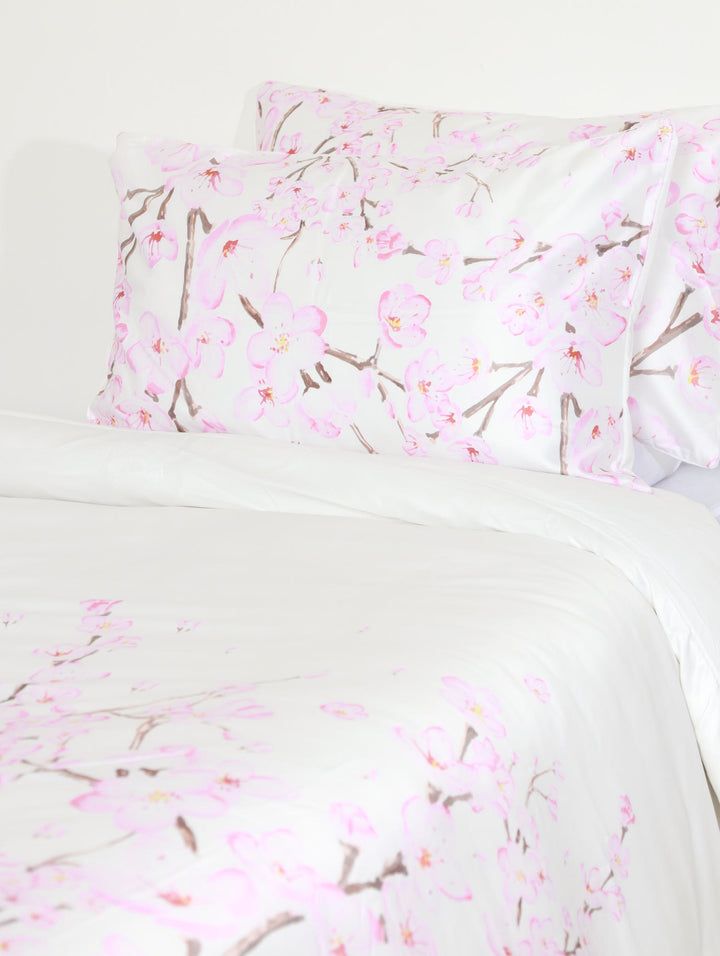 Cherry Blossom Duvet Set - Silver