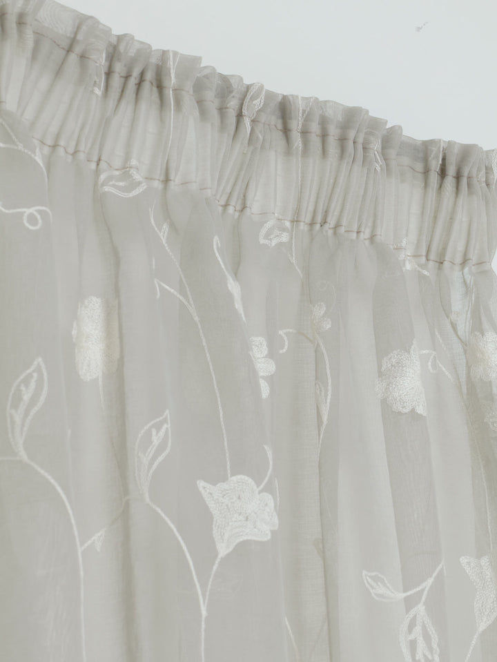 Taped Standard Length Sheer Blooming Curtain - Grey