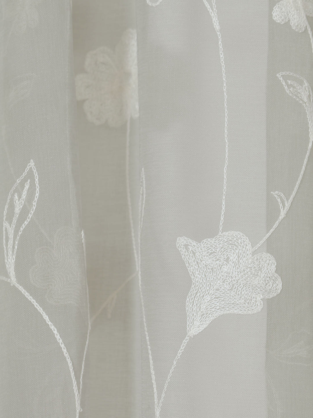 Taped Standard Length Sheer Blooming Curtain - Grey