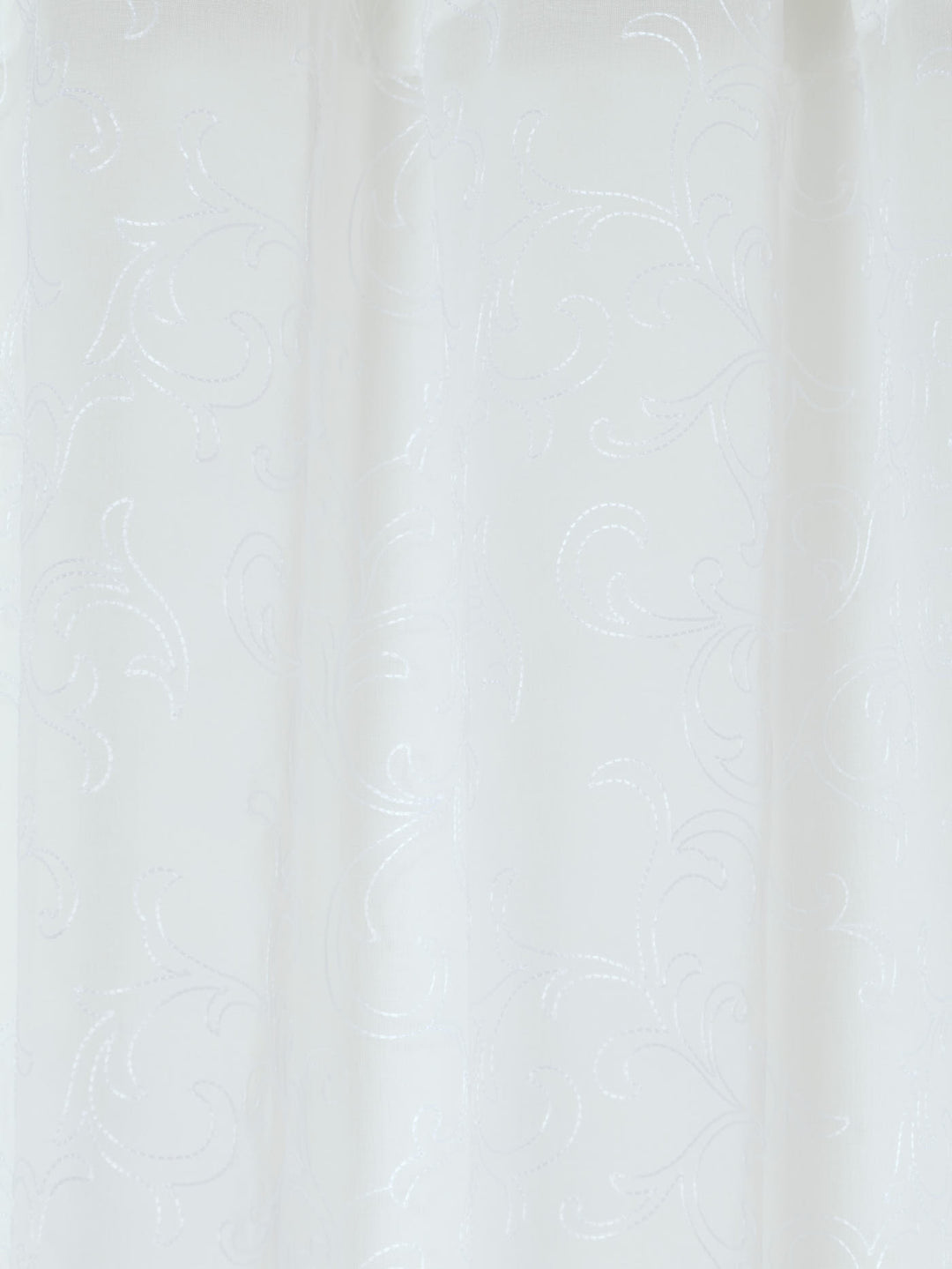 Eyelet Standard Sheer Scroll Curtain - White