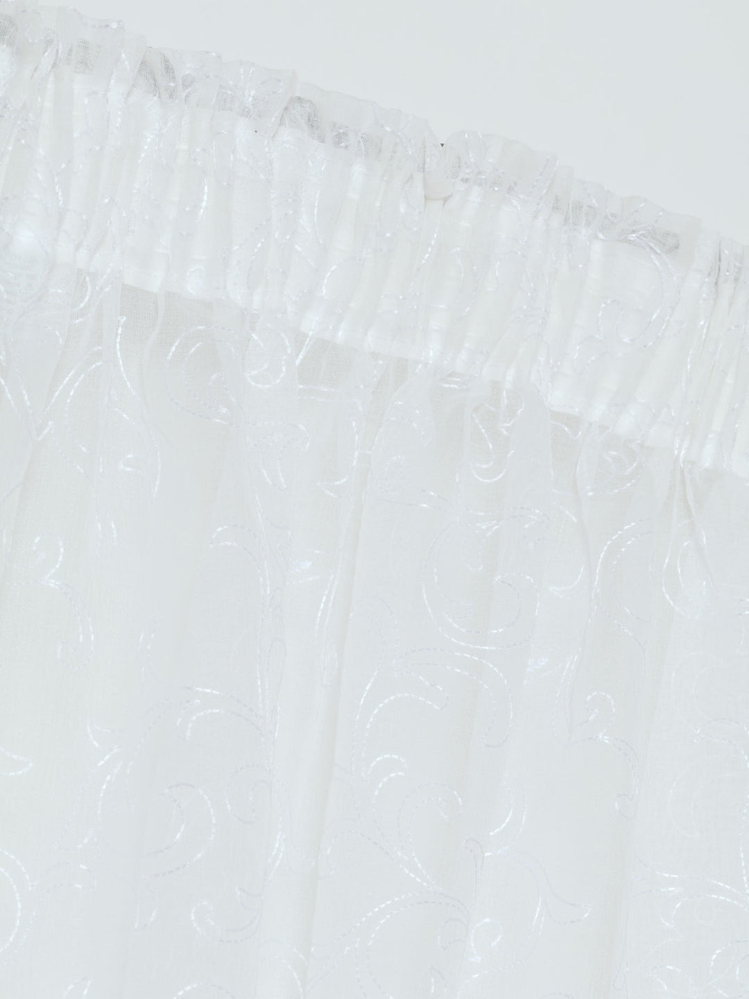 Tape Extra Width & Length Sheer Scroll Curtain - White