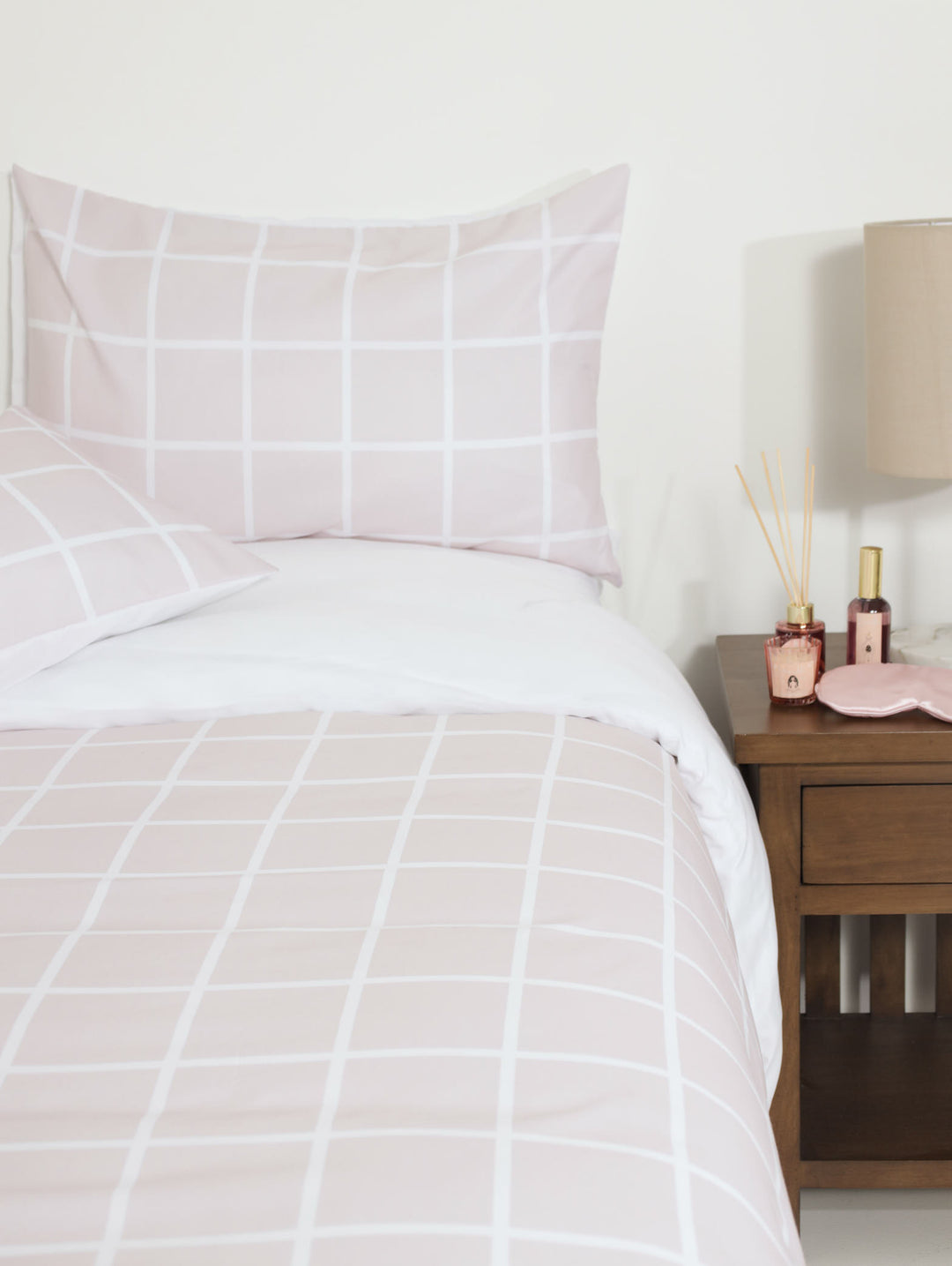 Blush Checkerboard Duvet Cover Set