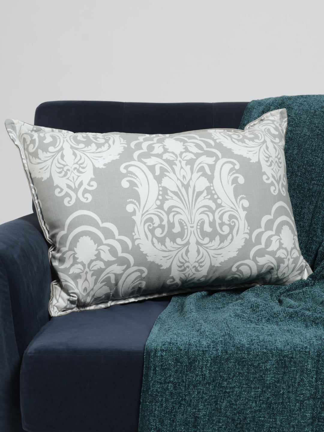 Grey Damask Scatter Cushion 40 X 60 cm