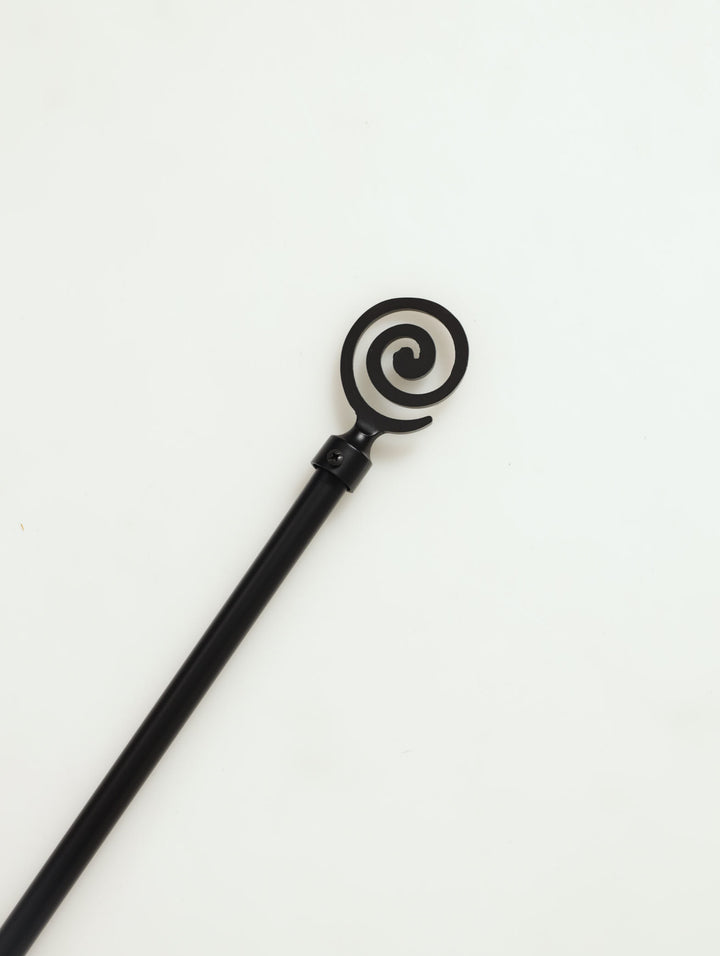 Black Swirl End Extendable Curtain Rod 120Cm-210Cm