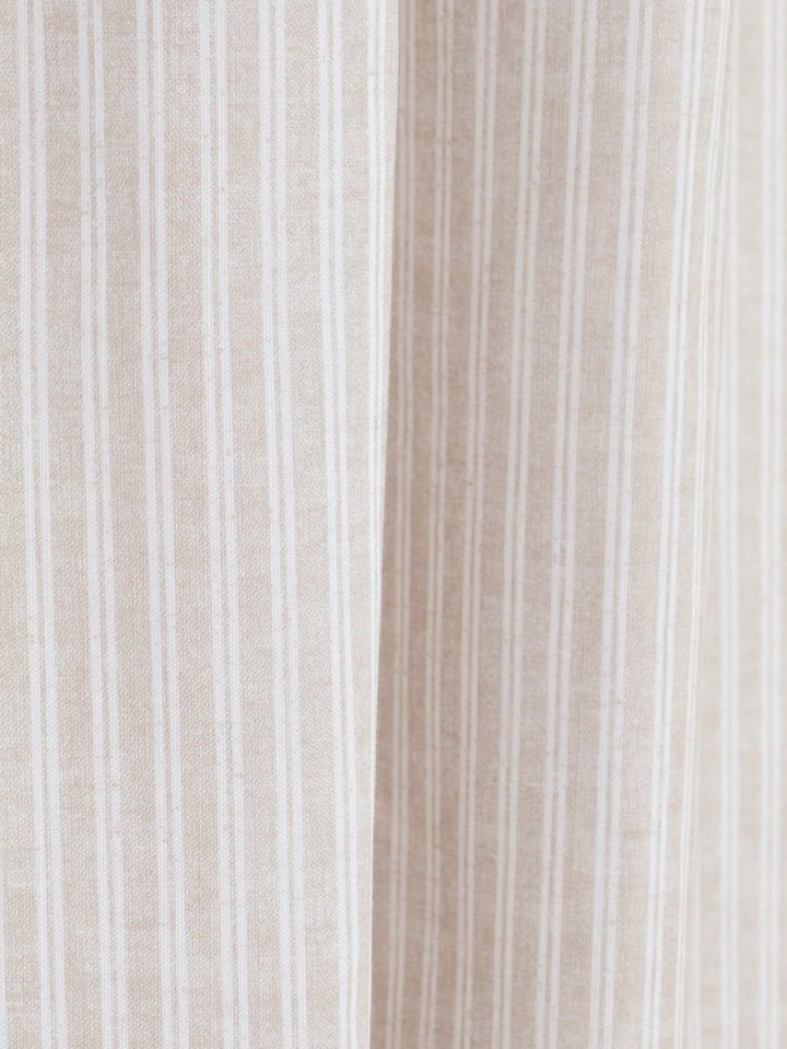 Natural Stripe Eyelet Lined Print Curtain