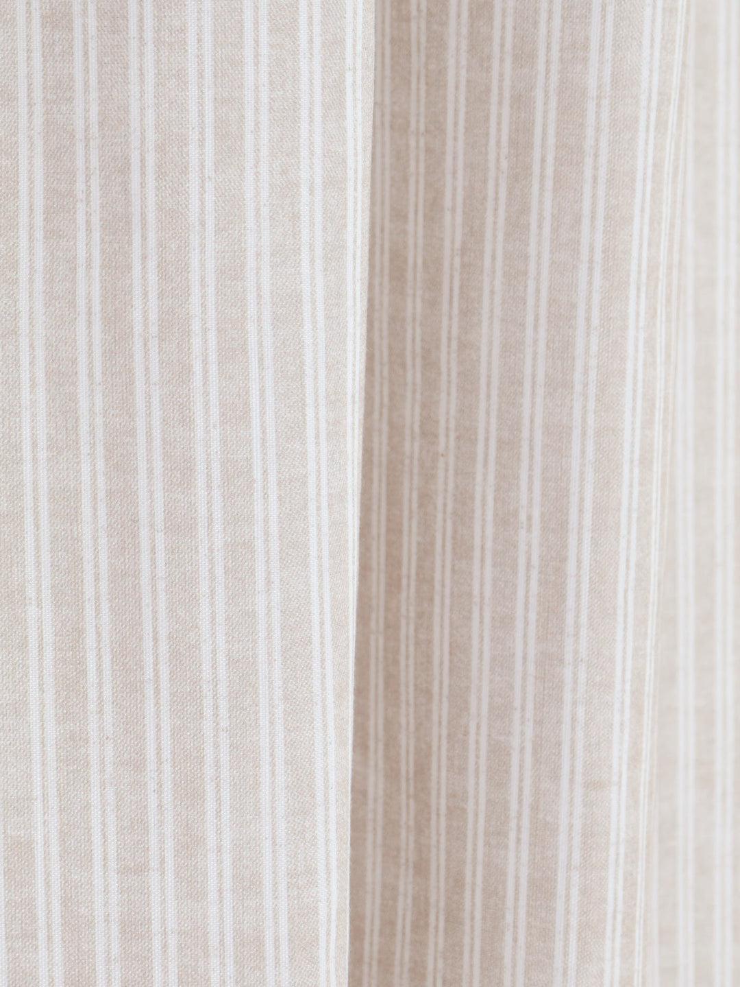 Natural Stripe Tape Lined Print Curtain