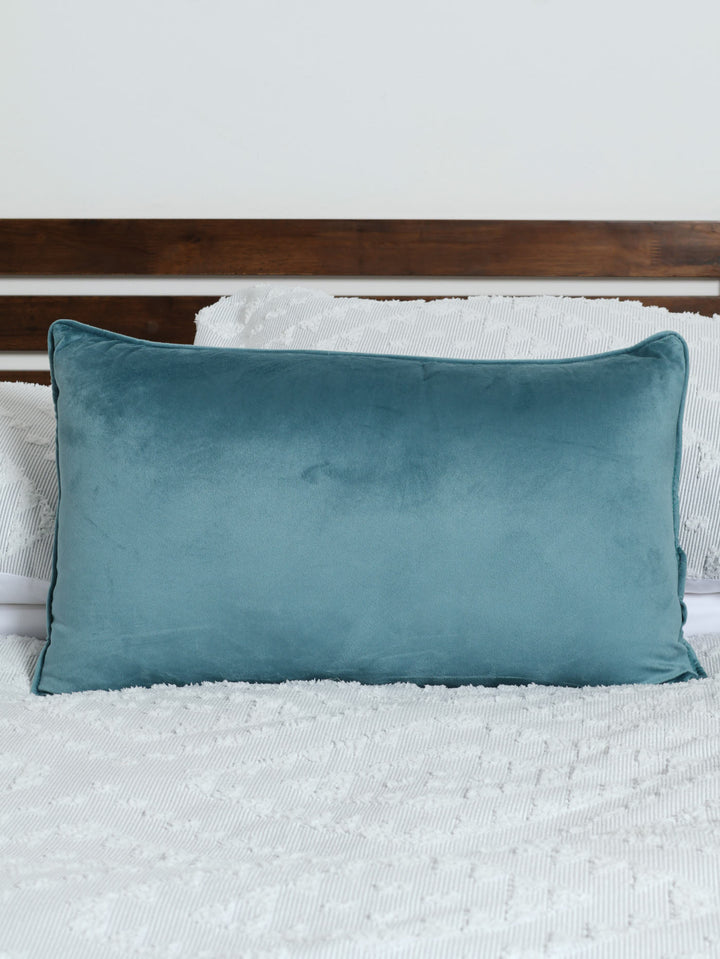 Velvet Scatter Cushion with Edge Piping Details - Sky Blue