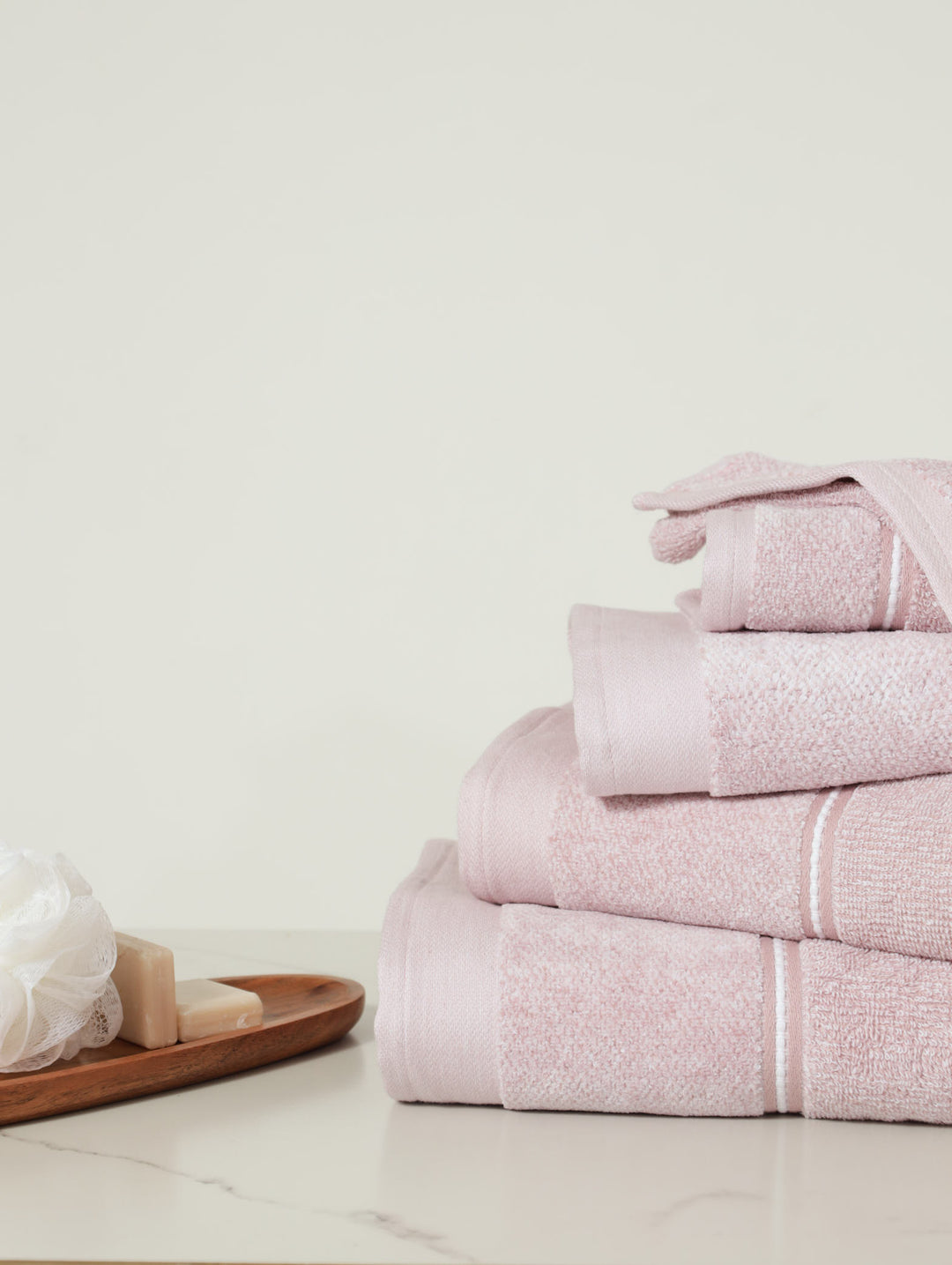 Premium Melange Bath Towels - Rose