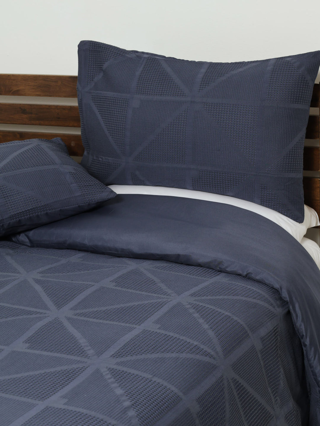 Waffle Geo Duvet Cover - Blue