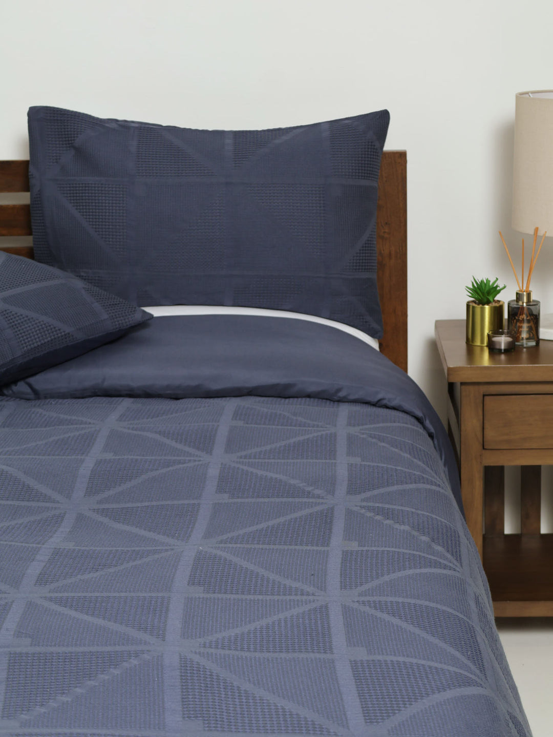 Waffle Geo Duvet Cover - Blue