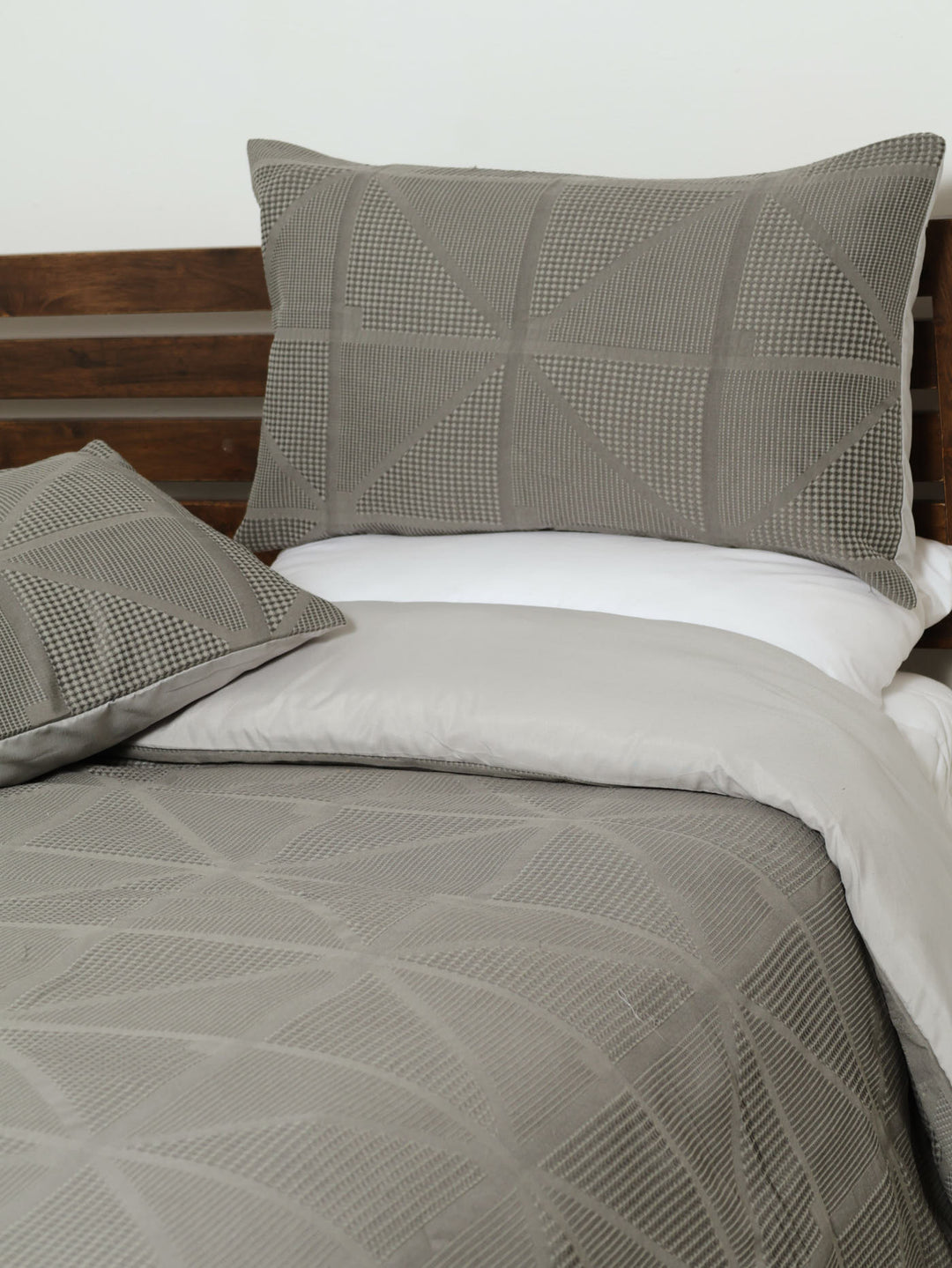 Waffle Geo Duvet Cover - Grey