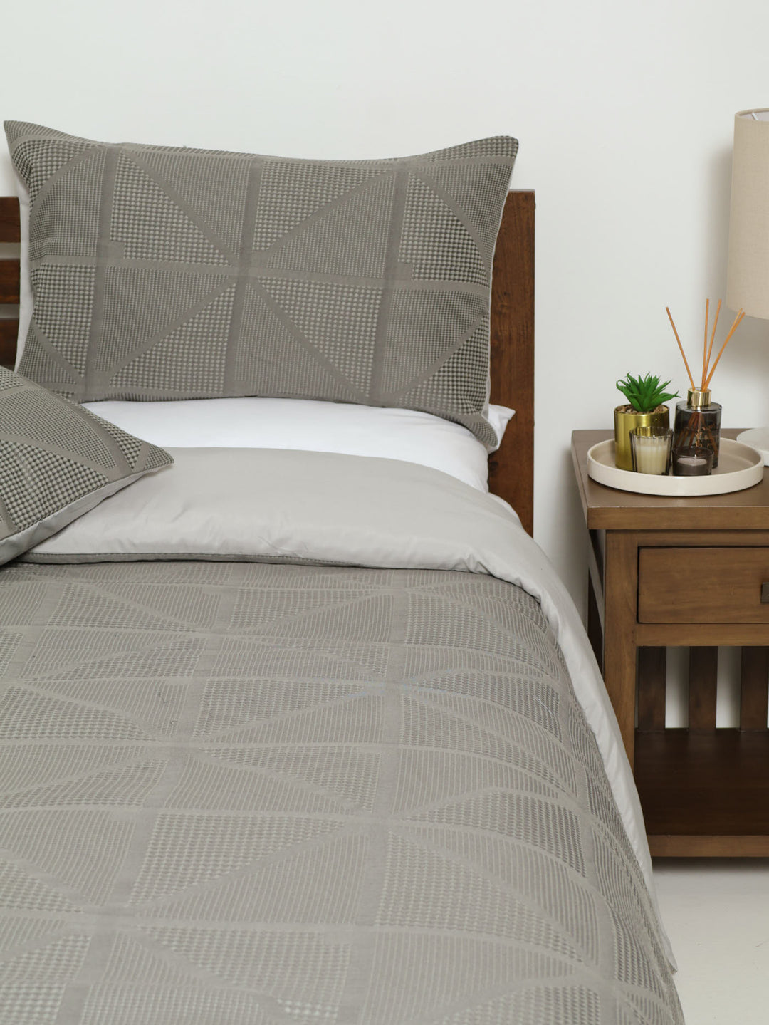 Waffle Geo Duvet Cover - Grey