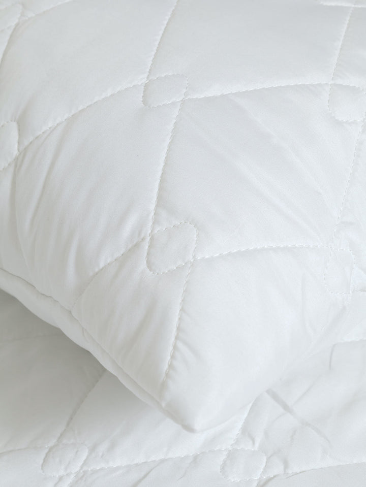 Quilted Pillow Protector - White