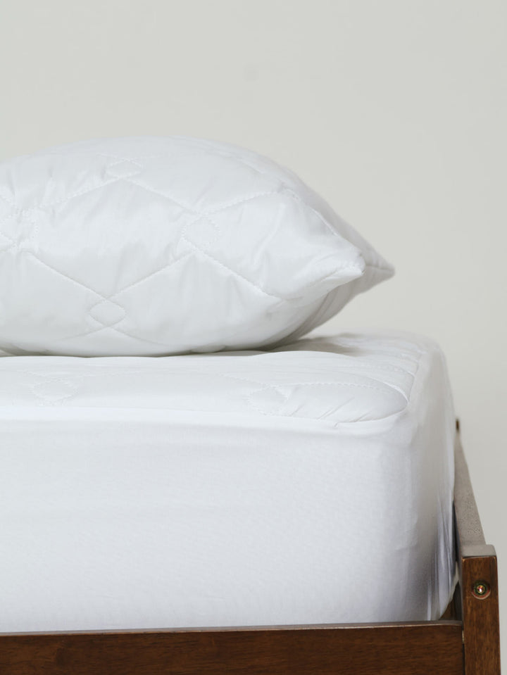 Quilted Pillow Protector - White