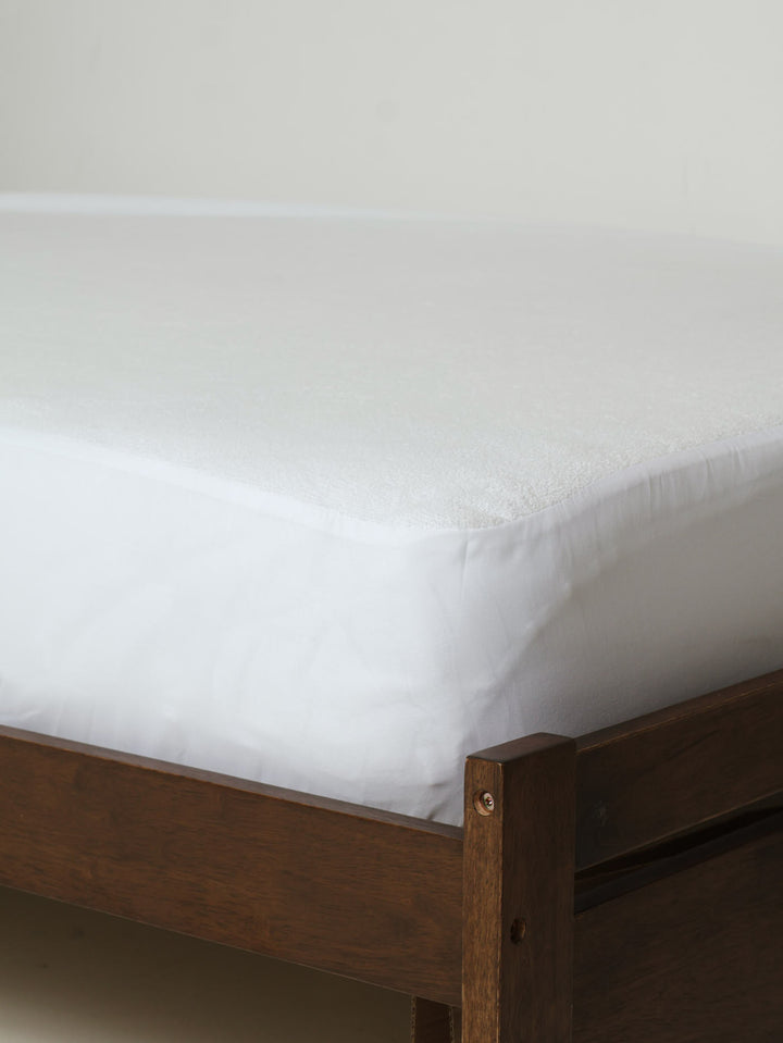 Towelling Waterproof Mattress Protector - White