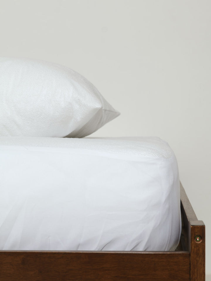 Towelling Waterproof Pillow Protector - White