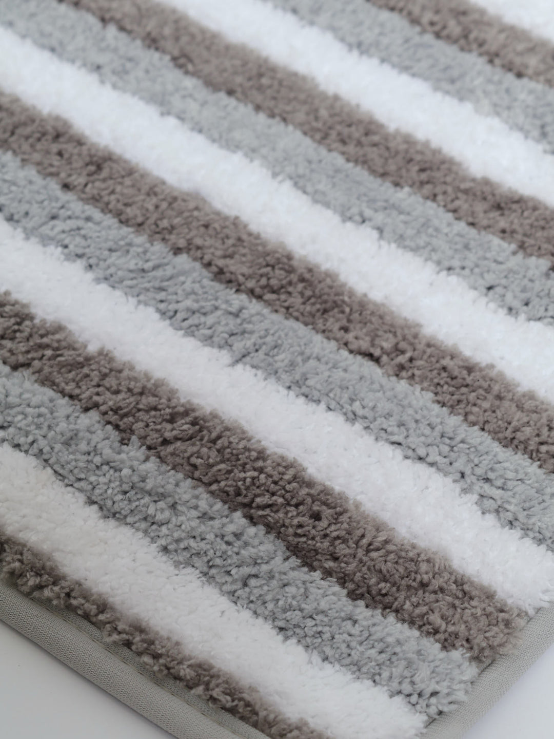 Stripe Microfibre Ribbed Bath Mat - Taupe