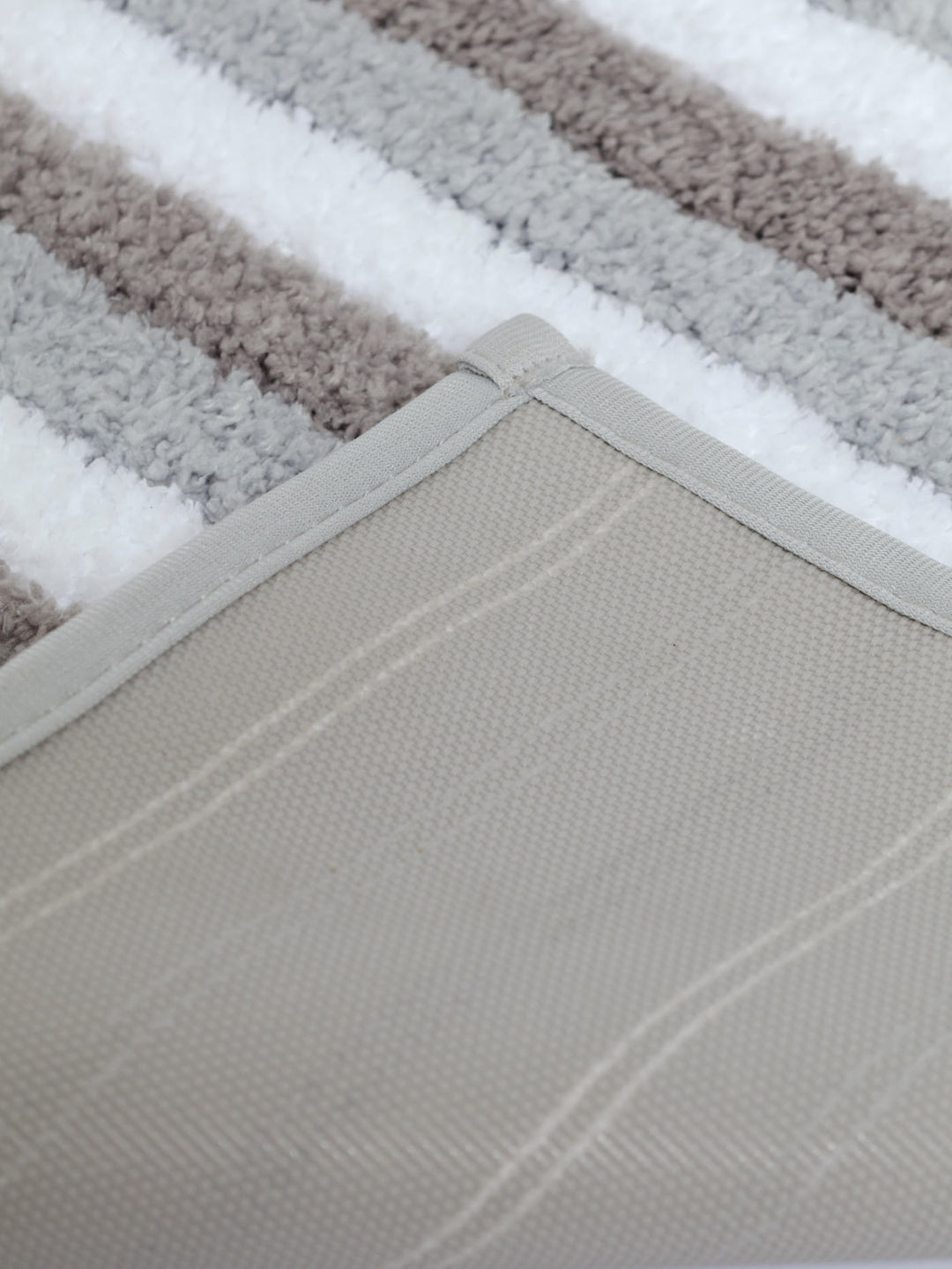 Stripe Microfibre Ribbed Bath Mat - Taupe