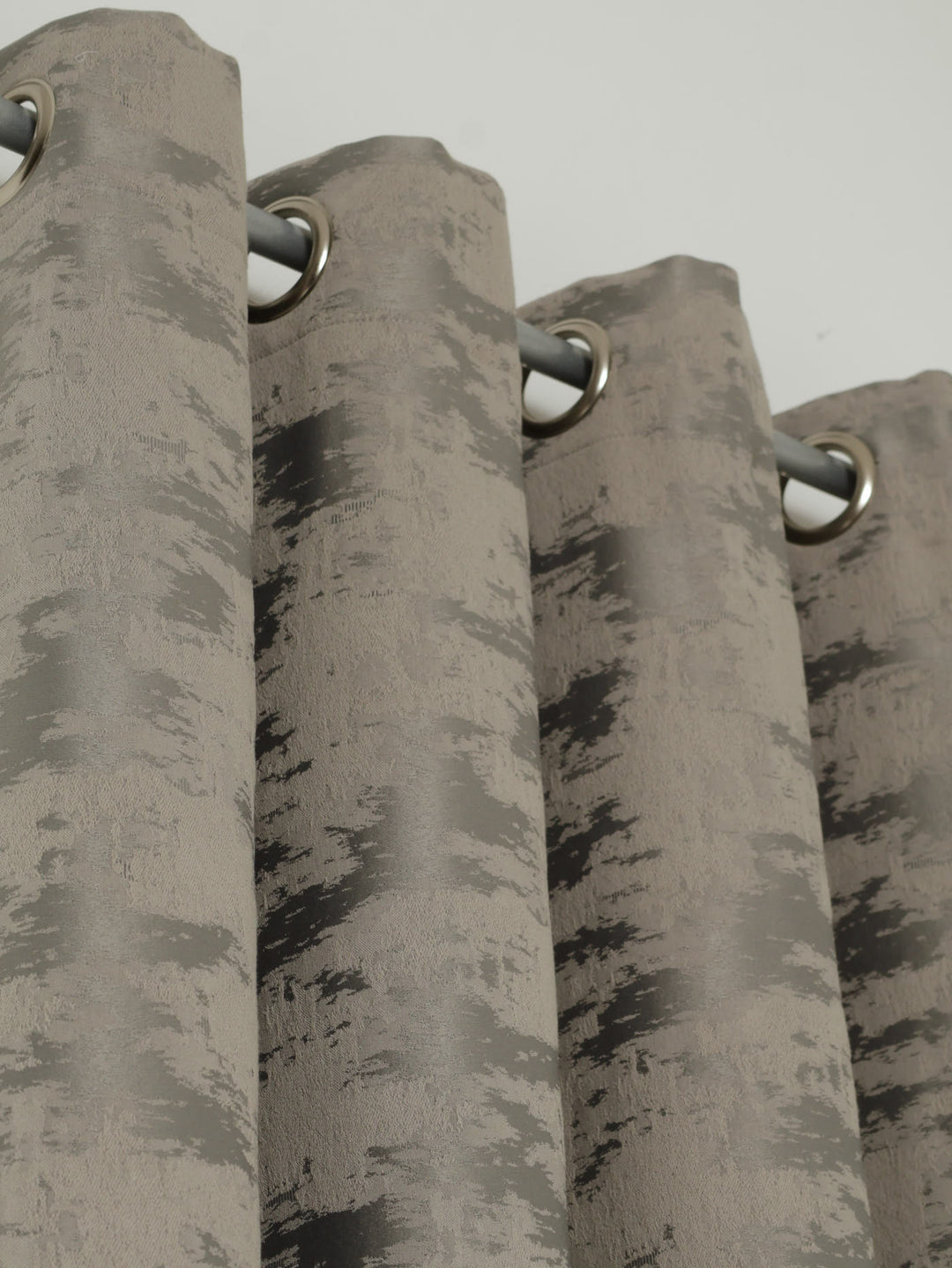 Eyelet Lined Marble Jacquard Curtain - Charcoal