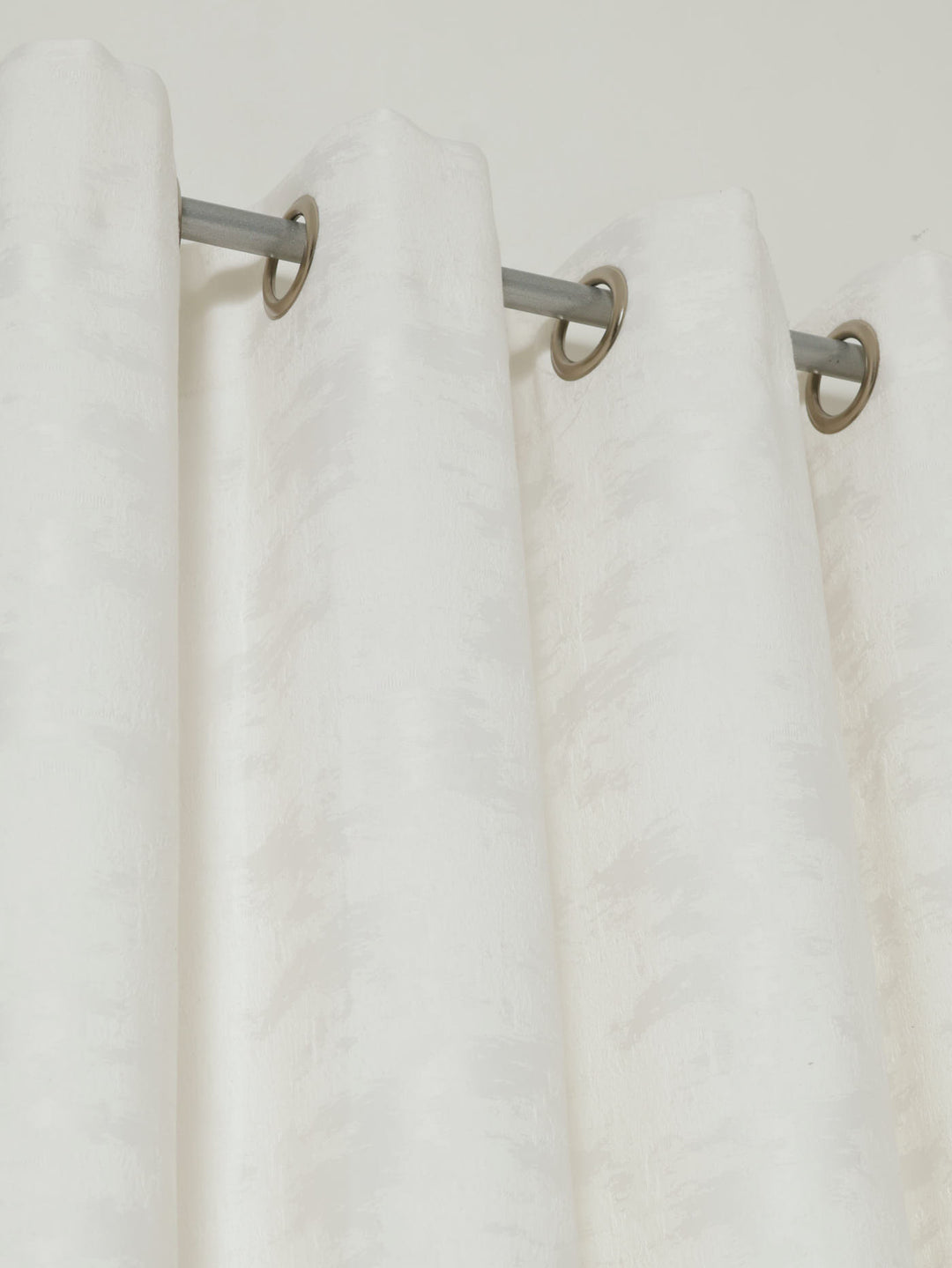 Eyelet Lined Marble Jacquard Curtain - White