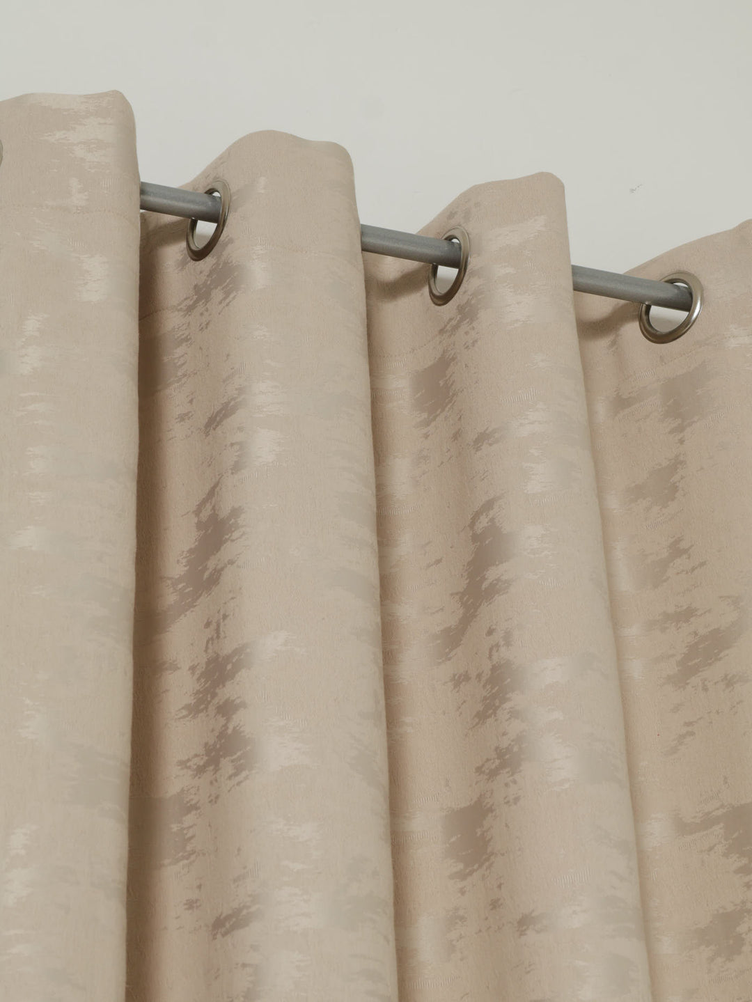 Eyelet Lined Marble Jacquard Curtain - Taupe