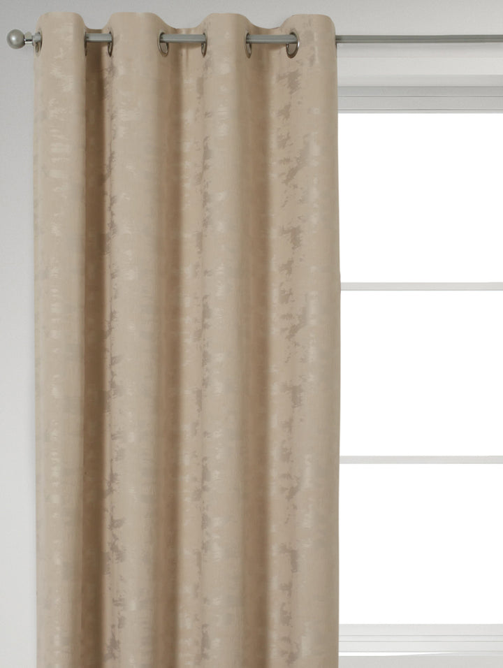 Eyelet Lined Marble Jacquard Curtain - Taupe