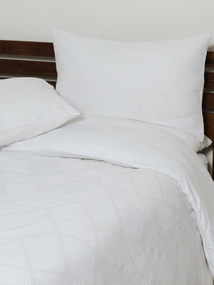 Waffle Geo Duvet Cover - White