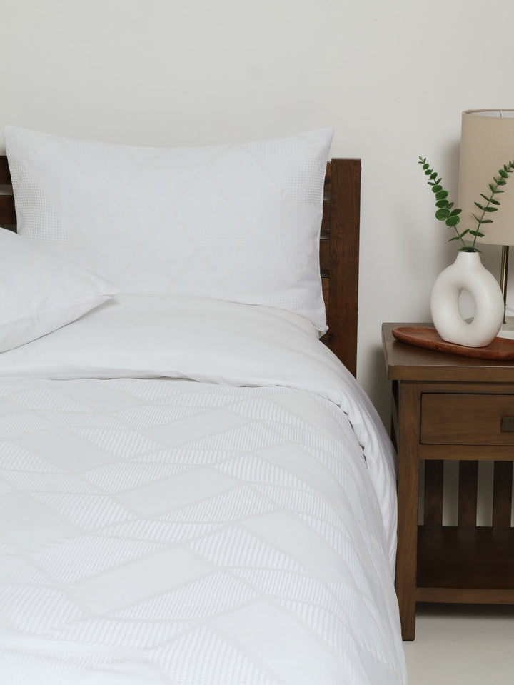 Waffle Geo Duvet Cover - White