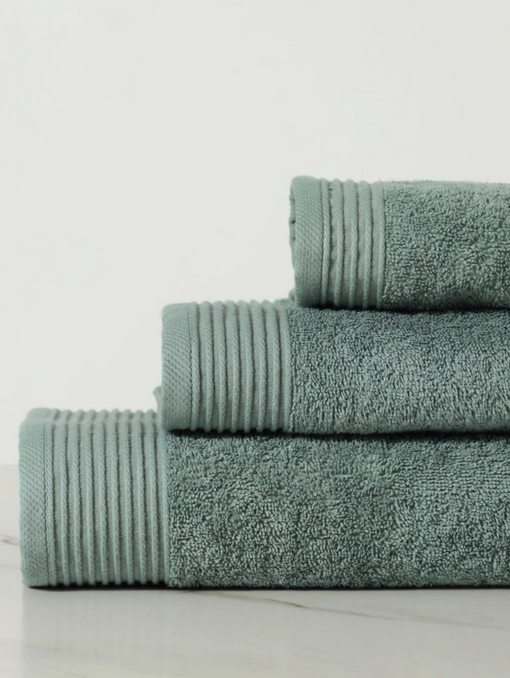 Signature Ripple Border Towels - Duck Egg